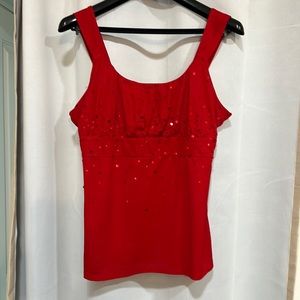 Ann Taylor Red Glitter Blouse